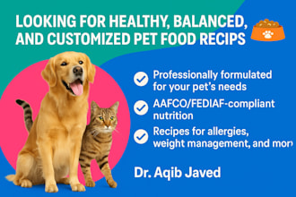 formulate customized and vet approved pet food recipes