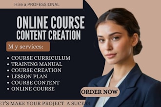 create online course content, training manual course curriculum course creation