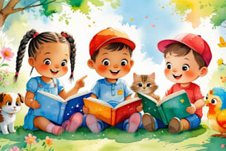 illustrate enchanting children storybooks with whimsical watercolor and 3d art