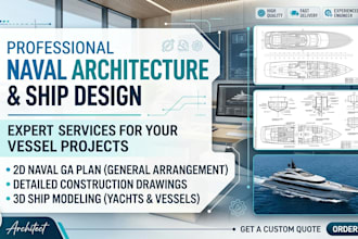 design 2dmodel naval  ga plan, construction drawings, and 3d ship model yachts
