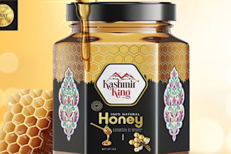 design premium honey jar labels, packaging design, branded honey packaging
