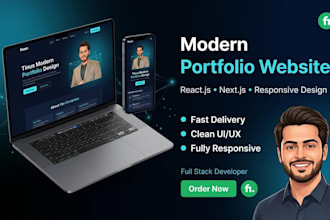 create a modern portfolio or personal website using react or nextjs