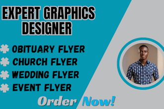 design funeral, memorial, obituary, event, church flyer