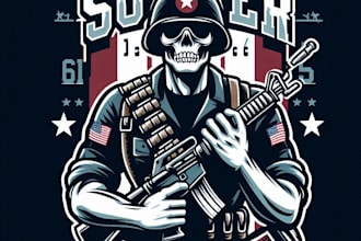 design high quality soldier mascot logo with t shirt design