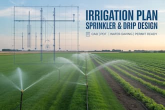 design irrigation plans, sprinkler layouts, water management permit drawings