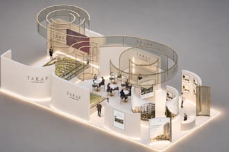 design exhibition stand, booth, kiosk with 3d renders