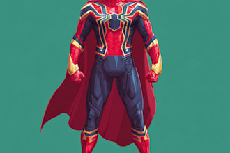 illustrate your superhero character in full body view