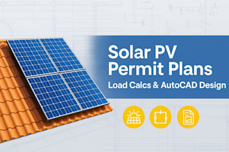 create solar pv permit plans, load calcs and pv design in autocad