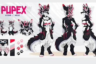 draw furry character reference sheet furry anthro nsfw oc ref sheet for fursuit