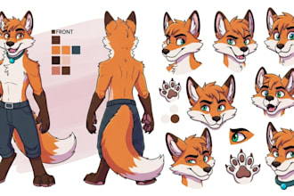 draw furry character reference sheet furry anthro nsfw oc ref sheet for fursuit