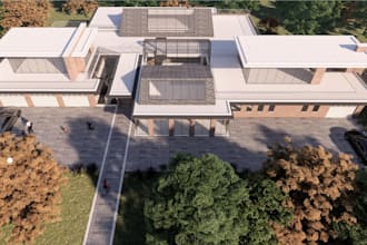 redesign luxury vacation exterior, render rental home stays, plans villa resort