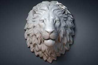 sculpt realistic 3d head model, 3d animal head, fur 3d creature for 3d printing