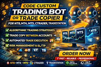 code custom trading bot or trade copier for nt8, mt4, mt5, ctrader, tradestation