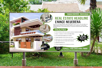 design real estate billboards, yard sign banner, outdoor poster and signage