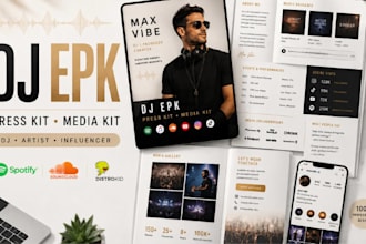 design a dj epk press kit or influencer media kit promotional portfolio