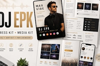 design a dj epk press kit or influencer media kit promotional portfolio