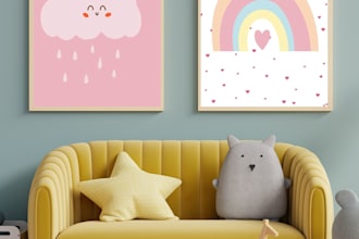 create custom printable illustrations for kids room