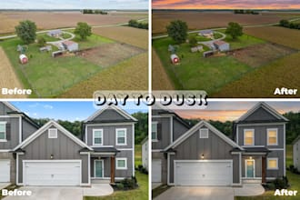 edit day to dusk conversion, virtual twilight, in 2 hour