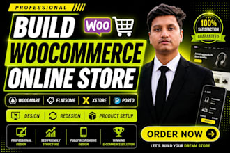 build woocommerce online store using woodmart, flatsome, xstore, porto theme