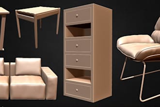 custom furniture design, modular furniture 3d cad model, home decor 3d rendering