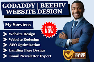 design or redesign godaddy website and set up beehiv newsletter