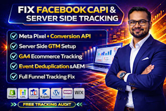 fix facebook capi, meta pixel, ga4 server side tracking for shopify, ghl via GTM