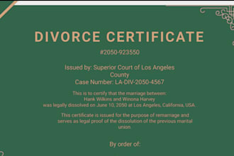 design marriage annulment and divorce certificates