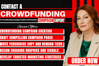 handle crowdfunding campaign creation, campaign launch plan, fundraising pitch
