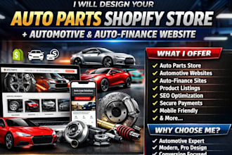 autopart shopify store, automotive and autofinance website, automobile car part