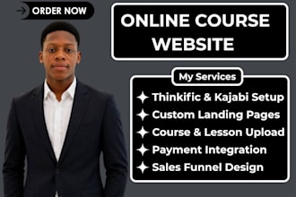 design thinkific online course website kajabi teachable lms course website