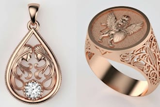 turn ideas to custom 3d cad jewerly design pendant coin  stl for 3d printing