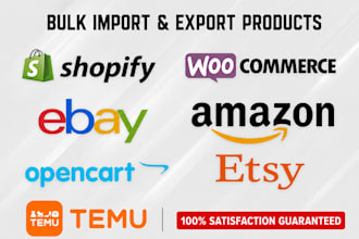 do bulk import and export  products to shopify, woocommerce, wix, ecwid, ebay