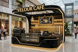design 3d kiosk with technical plans, if needed