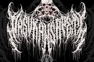 design a dark gothic metal logo with sinister details