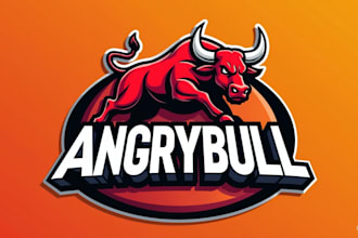 design awesome angry redbull mascot logo for you within 1 day