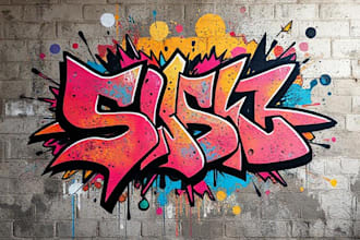 draw graffiti designs murals and wall art or skateboards