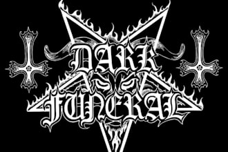 design a dark metal band logo with inverted crosses and occult symbols