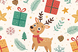 create cute christmas pattern and illustration