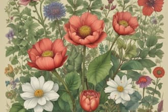 create a beautiful vintage botanical illustration poster