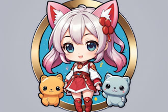 design anime kawaii chibi logo mascot illustration