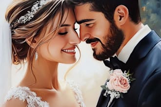 draw  couple portrait wedding portrait illustration