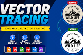 manually vectorize, redraw, and recreate your logo or image