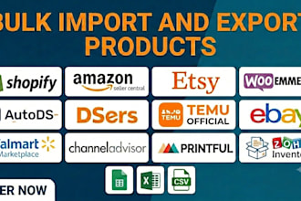 bulk import and export products on shopify, woocommerce, etsy, ebay, wix,wayfair