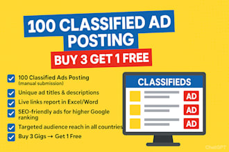 publish 100 classified ads posting