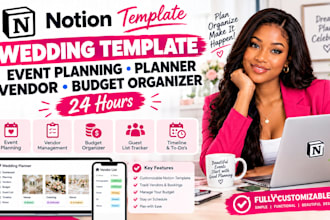 notion wedding template event planning planner vendor budget organizer 24 hours