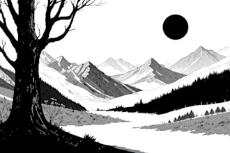 draw minimalist black and white illustrations