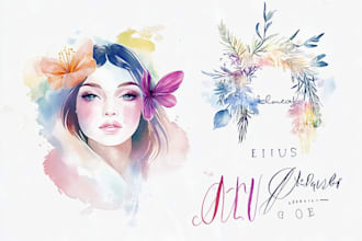 design elegant signature  watercolor  feminine boho logo