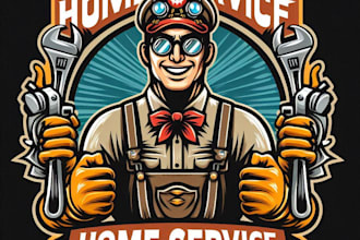 design high quality home service mascot logo with t shirt design