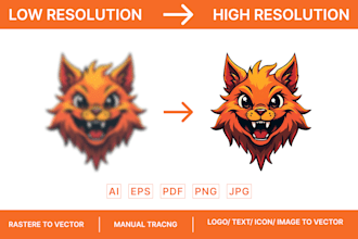 convert raster to vector and recreate logo in high quality