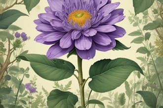 draw line art illustration botanical and flower beautifully